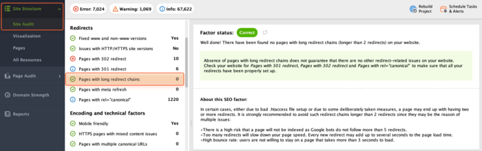 Detecting redirect chains