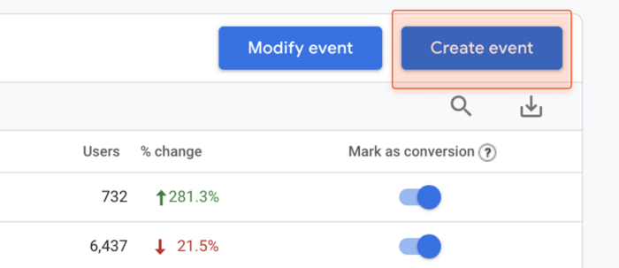 Google Analytics create event