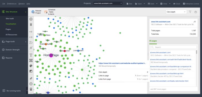 Visual sitemap of a site in WebSite Auditor