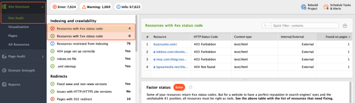 Error status codes