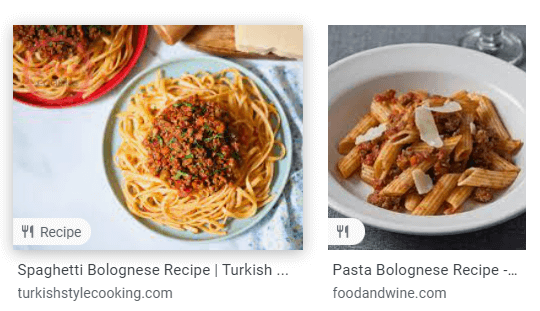 Recipe badge on Google Images