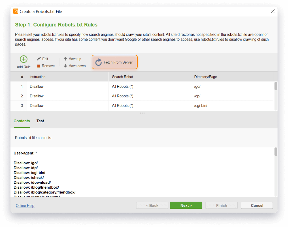 Load your existing robots.txt from the server