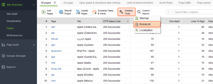 You can create a robots.txt file in WebSite Auditor