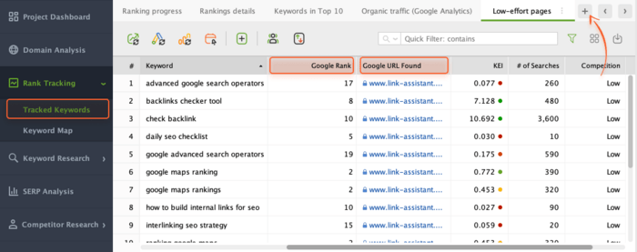 Creating Custom Workspace in Rank Tracker