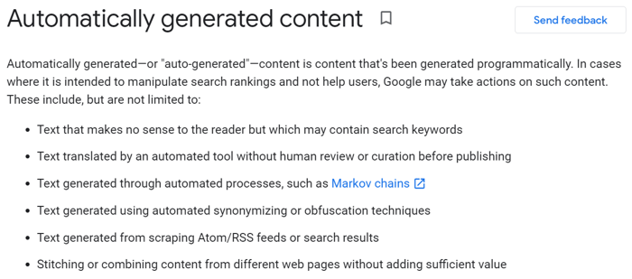 Google AI content policies 2021