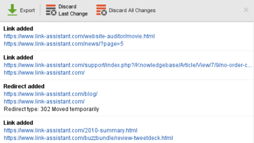 export the list of changes in CSV