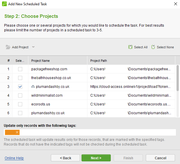 Choose a project (or a group of 3-5 projects) for which you'd like to schedule the task