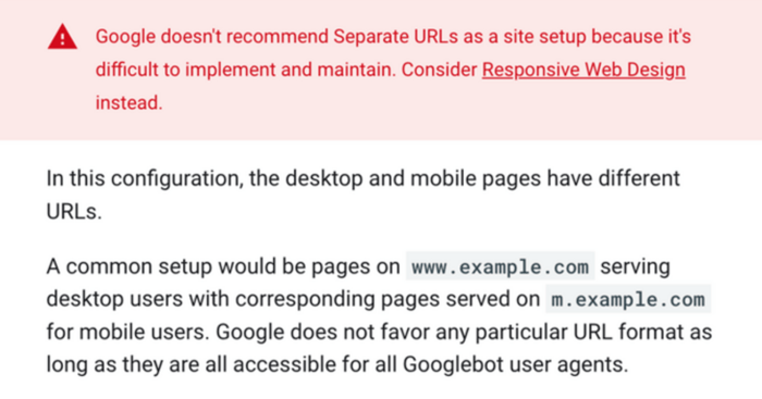 Google's take on separate URLs