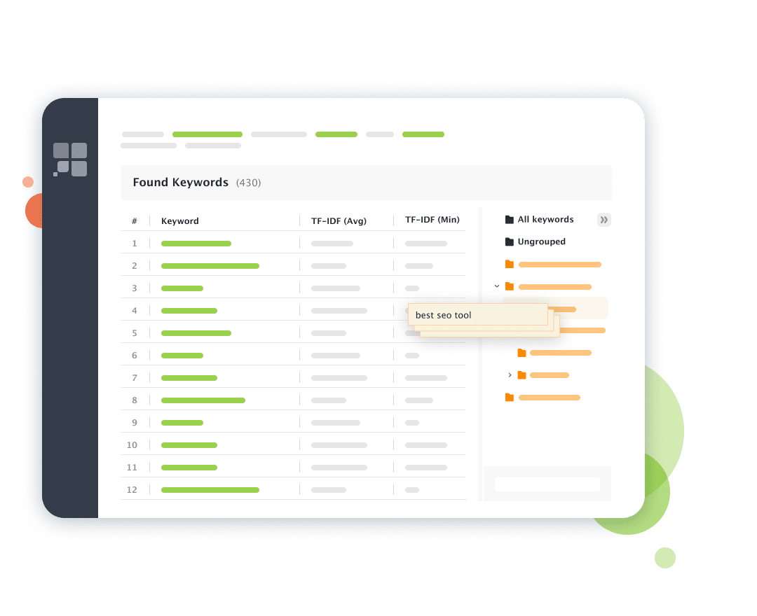 Drag and drop one or several keywords into groups