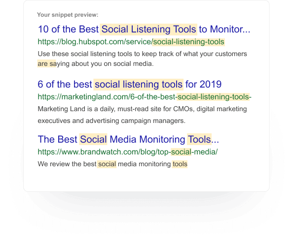 Review competitors' search snippets