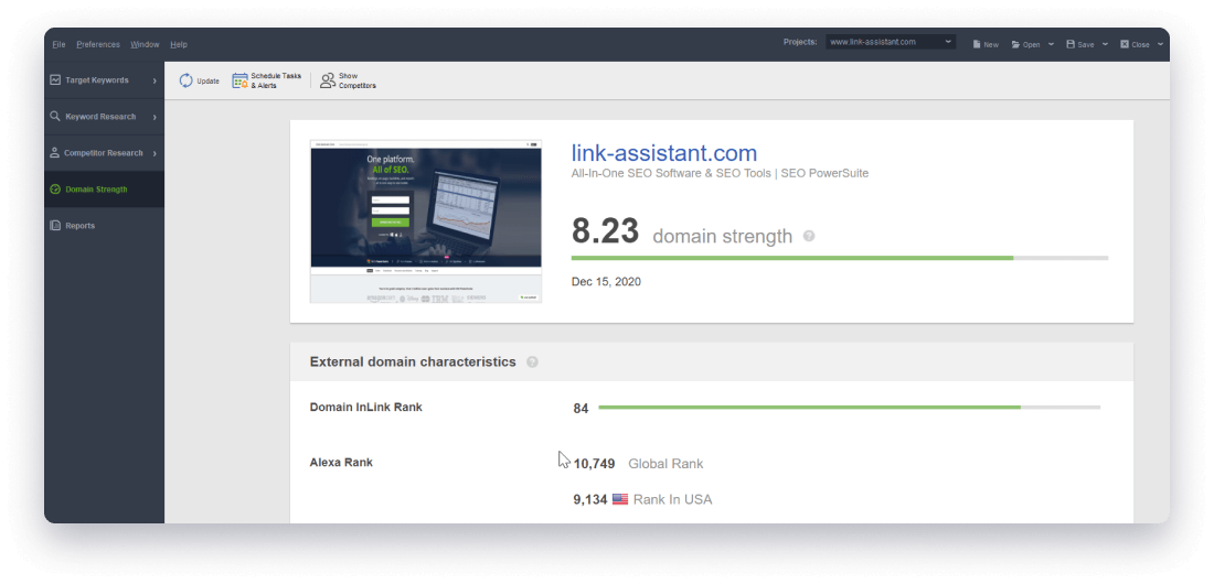 Domain Strength metrics