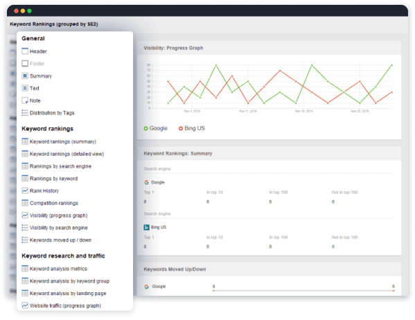 Build SEO ranking reports from customizable templates