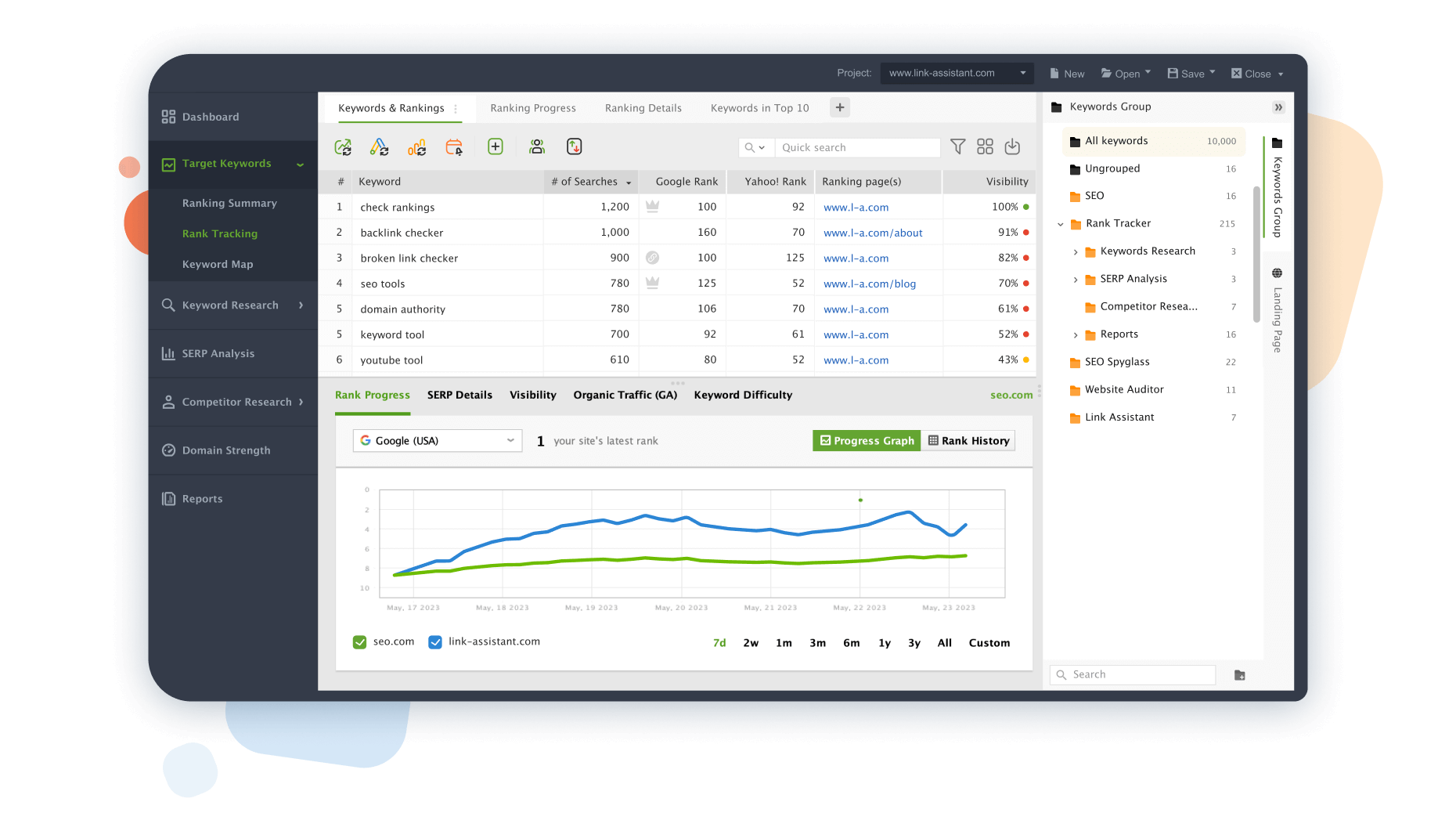 A szoftverfrissítés után keresse meg a Rank Tracking, Sandbox és All kulcsszó mappákat