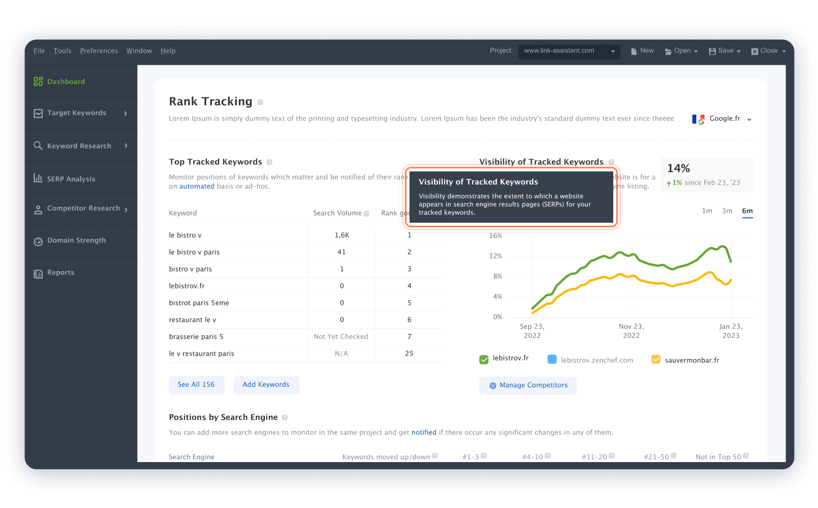 Tooltips in Rank Tracker Dashboards