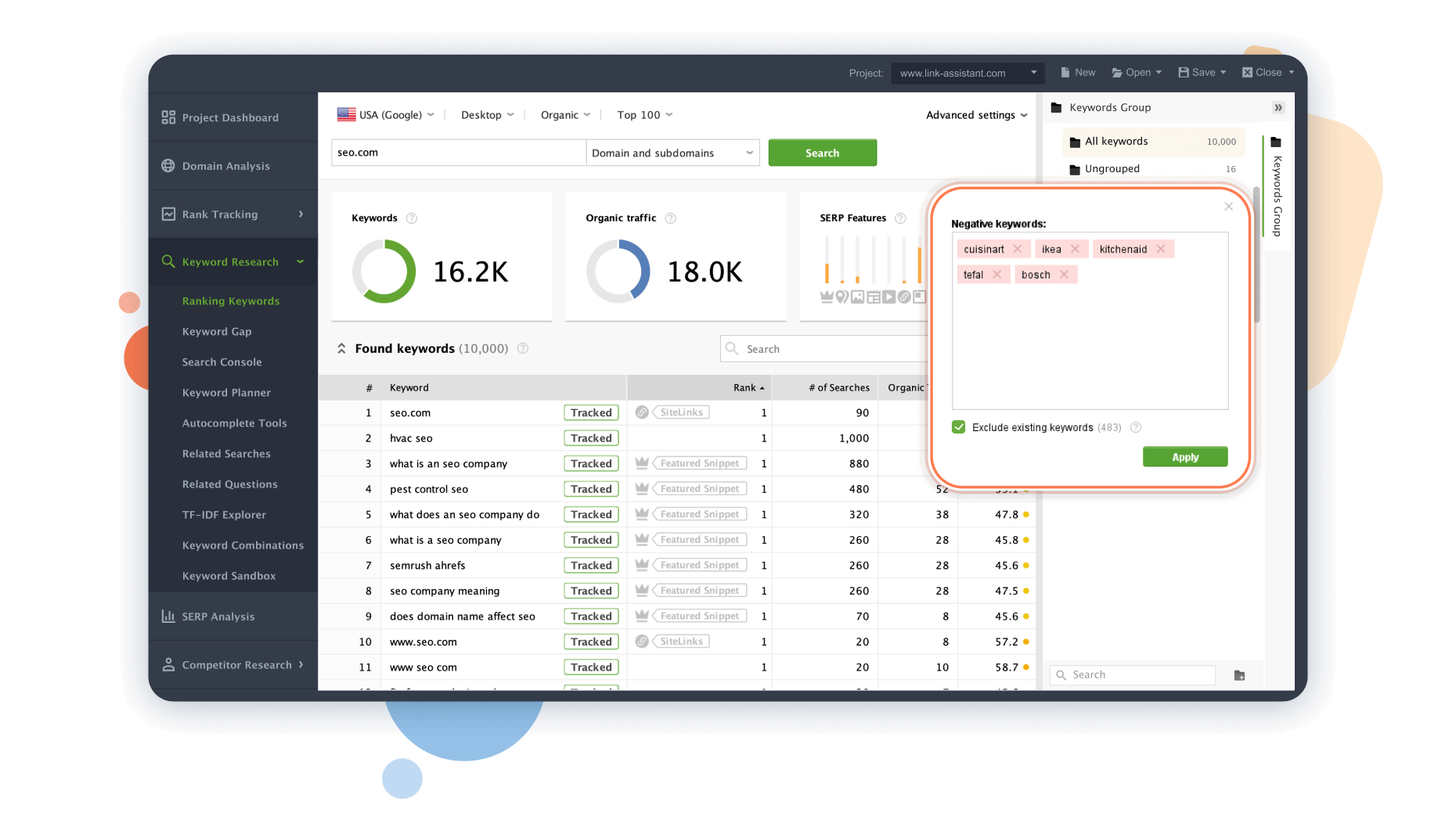 filter out negative keywords